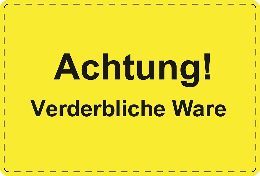 Versandaufkleber "Achtung! Verderbliche Ware" aus Papier