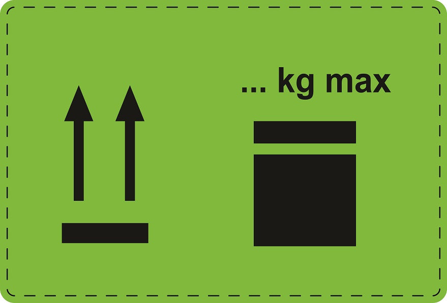 1000 Versandaufkleber "Hier oben + Begrenzung der Stapellast" aus Plastik ES-VER-PE-6000