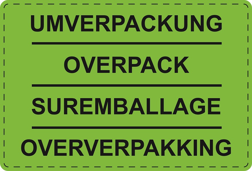 1000 Versandaufkleber "Umverpackung" aus Plastik ES-VER-PE-7000