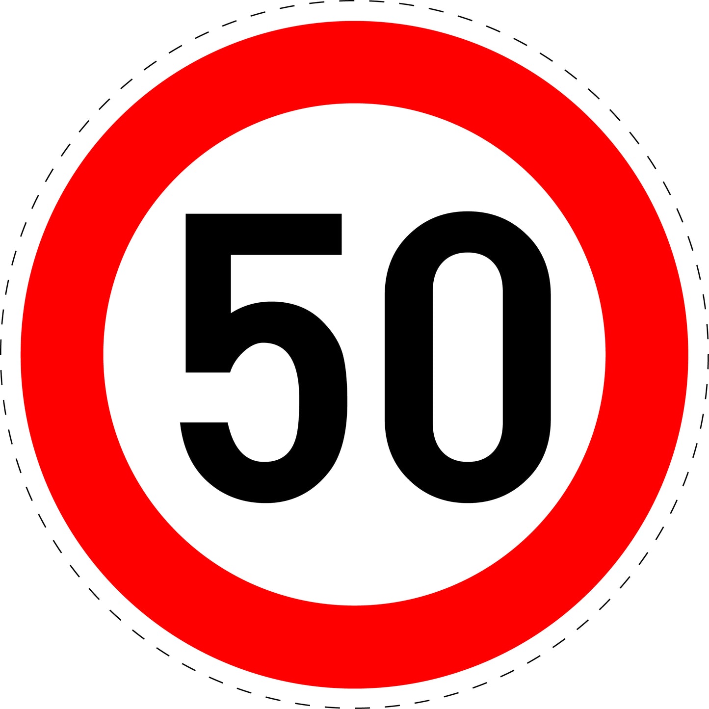 1 Stück Verkehrszeichen " zulässige Höchstgeschwindigkeit 50 km/h" 5-70 cm ES-Verk-274-55