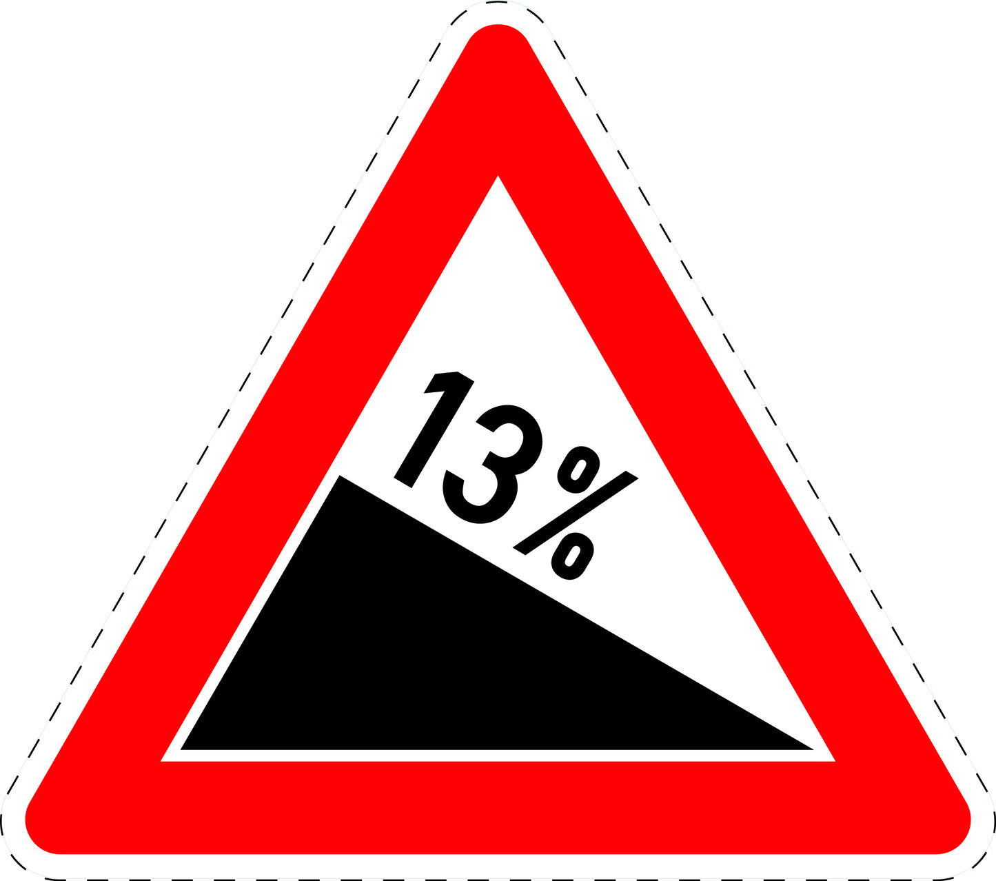 von 1 Stück Verkehrszeichen "Gefälle 13%" 5-70 cm ES-Verk-108-59