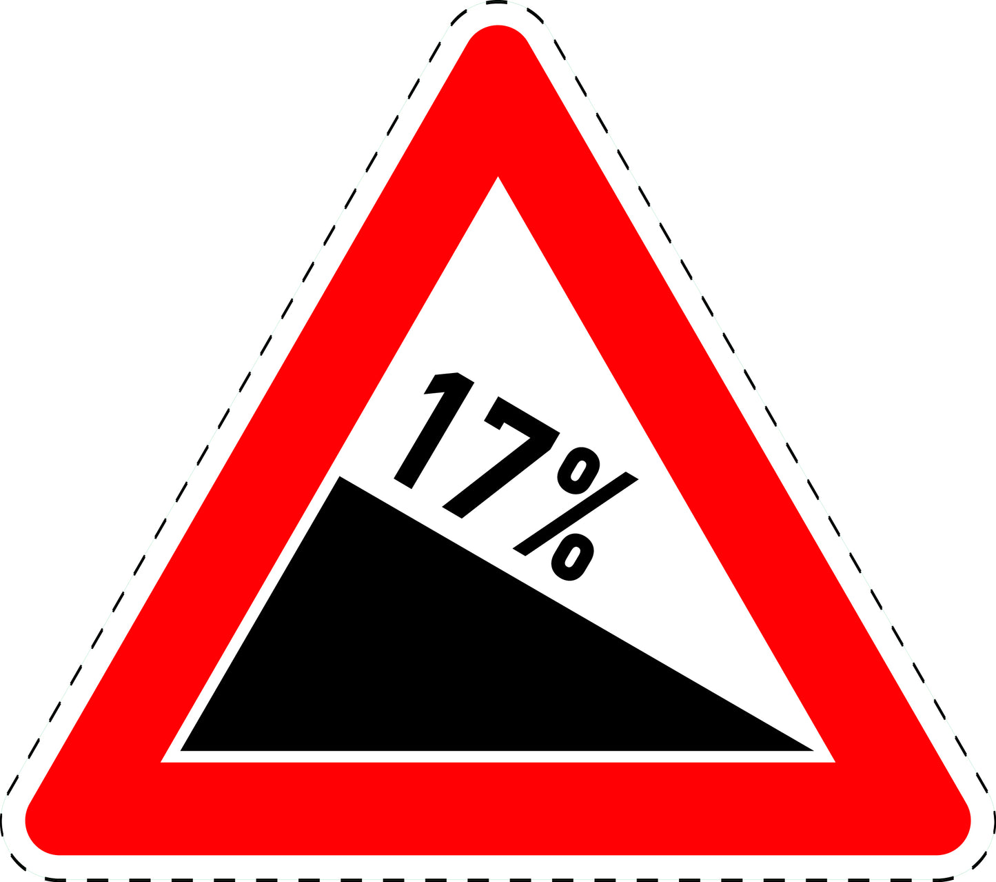 1 Stück Verkehrszeichen "Gefälle 17%" 5-70 cm ES-Verk-108-63