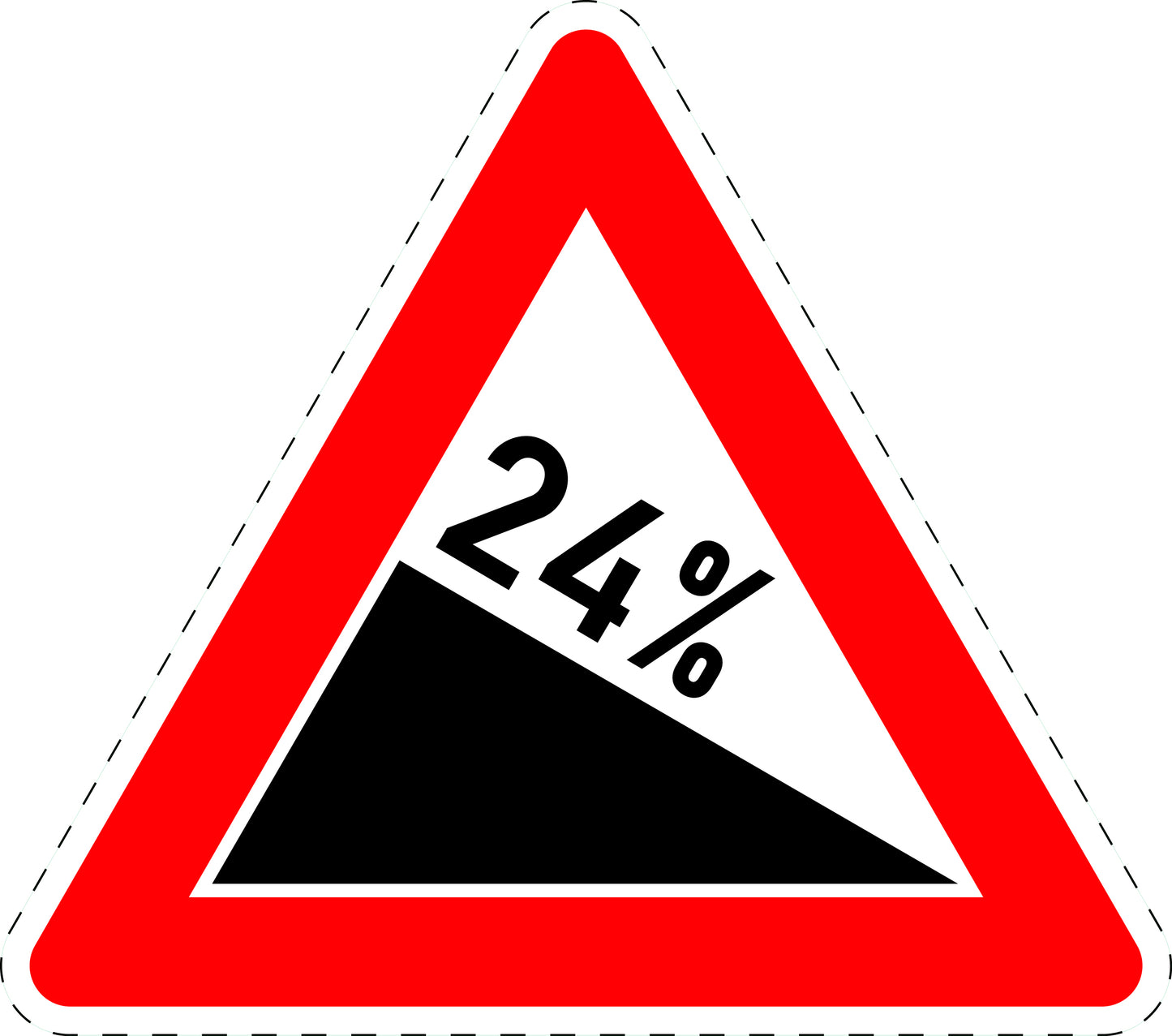 1 Stück Verkehrszeichen "Gefälle 24%" 5-70 cm ES-Verk-108-70