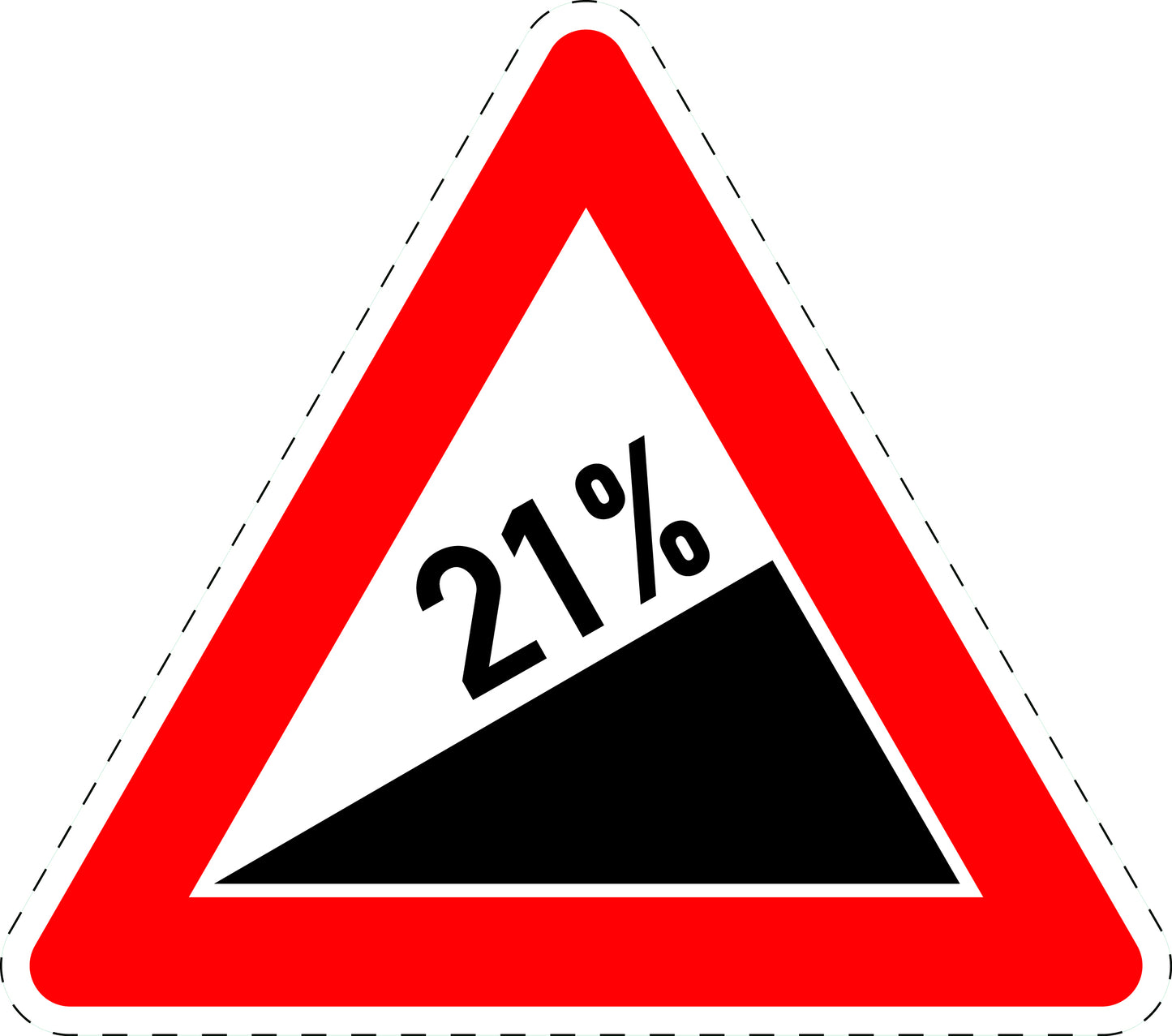 1 Stück Verkehrszeichen "Steigung 21%" 5-70 cm ES-Verk-110-67