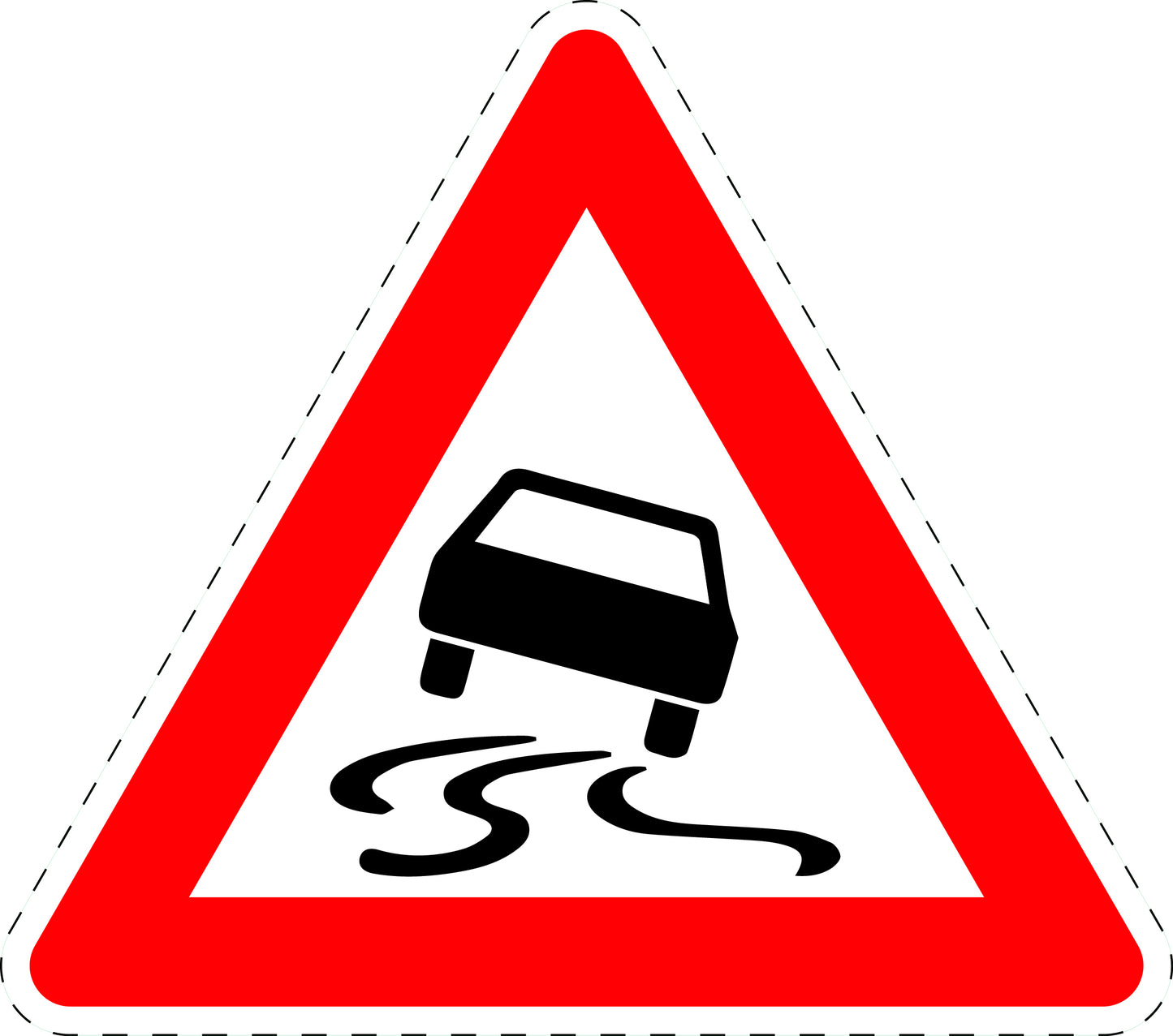 1 Stück Verkehrszeichen "Schleudergefahr bei Nässe oder Schmutz" 5-70 cm ES-Verk-114