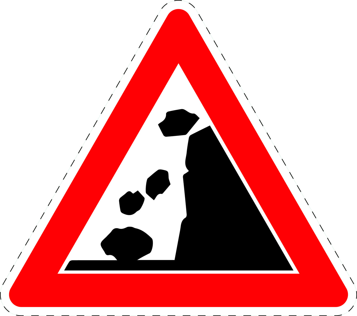 1 Stück Verkehrszeichen "Steinschlag von links" 5-70 cm ES-Verk-115-10