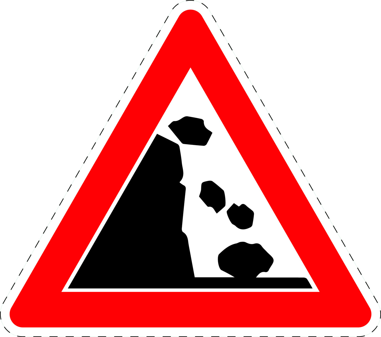 1 Stück Verkehrszeichen "Steinschlag von rechts" 5-70 cm ES-Verk-115-15
