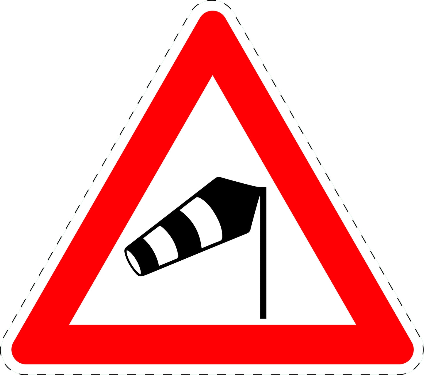 1 Stück Verkehrszeichen "Seitenwind von rechts" 5-70 cm ES-Verk-117-10