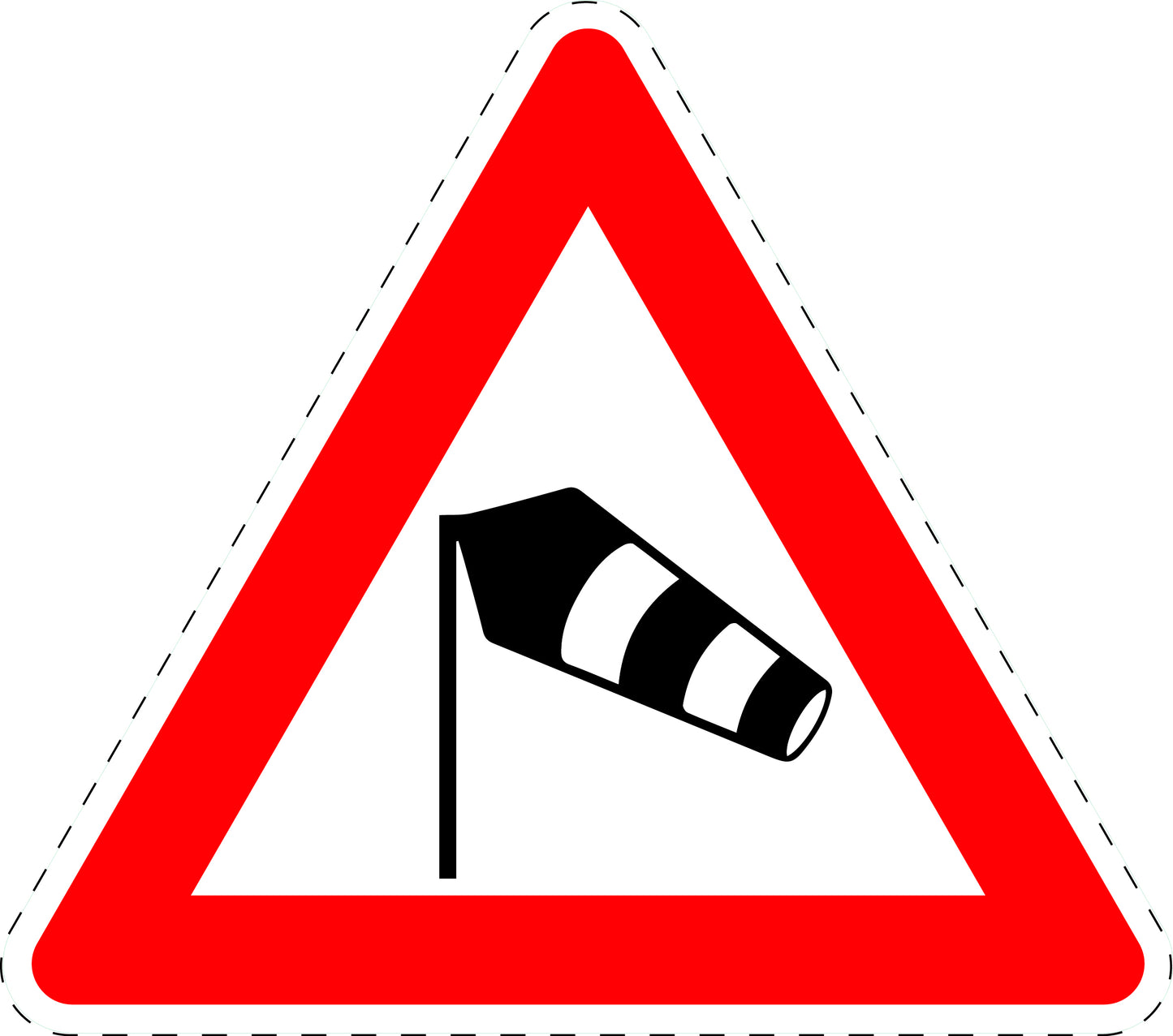 1 Stück Verkehrszeichen "Seitenwind von links" 5-70 cm ES-Verk-117-20