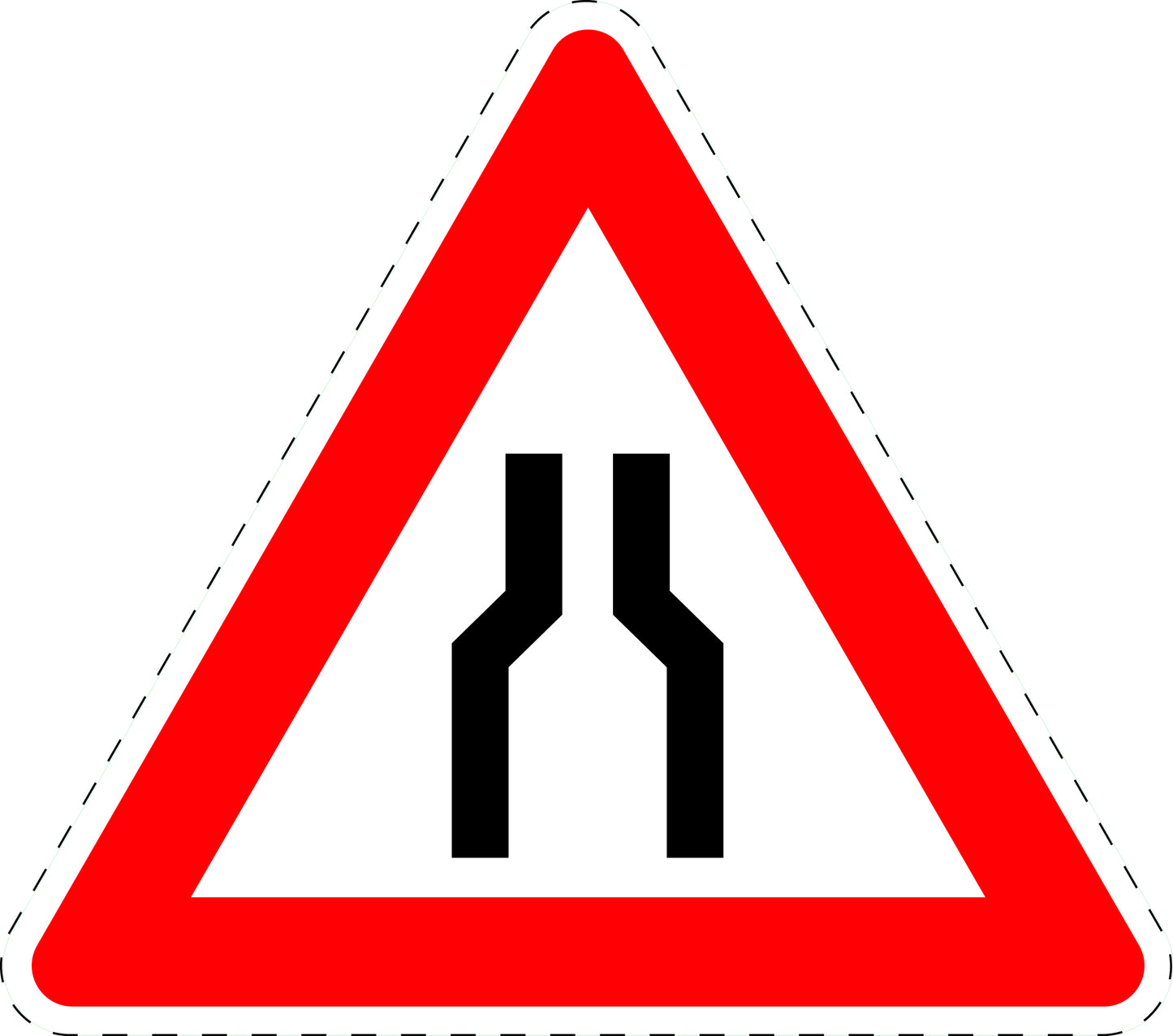 1 Stück Verkehrszeichen "verengte Fahrbahn" 5-70 cm  ES-Verk-120