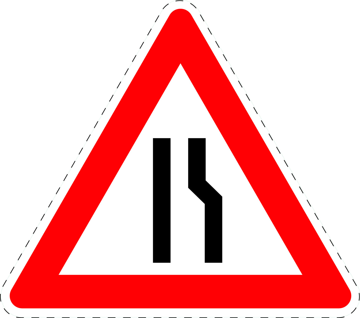 1 Stück Verkehrszeichen "Einseitig (rechts) verengte Fahrbahn" 5-70 cm ES-Verk-121-10
