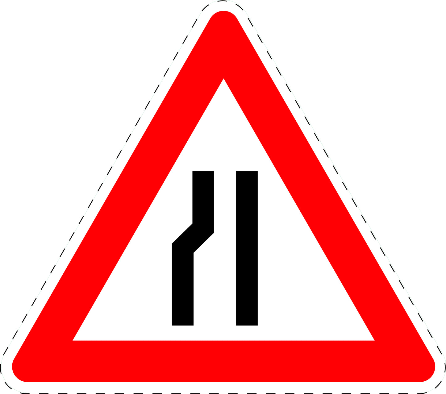 1 Stück Verkehrszeichen "Einseitig (links) verengte Fahrbahn" 5-70 cm ES-Verk-121-20