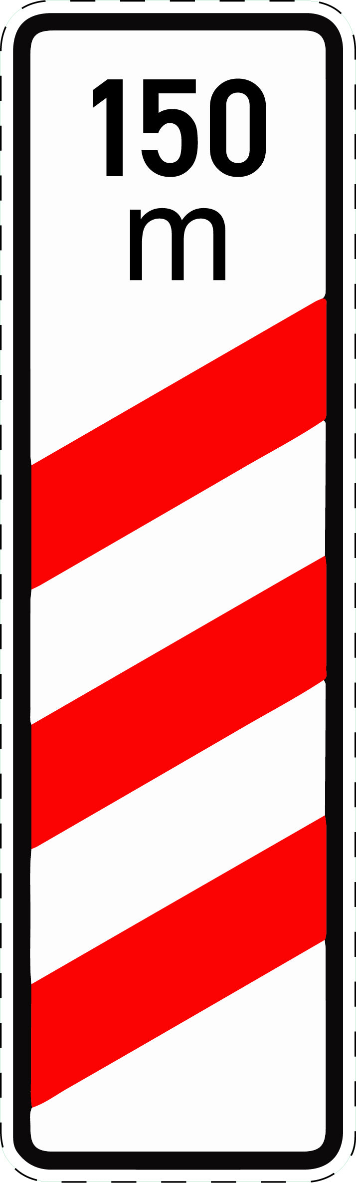1 Stück Verkehrszeichen "Dreistreifige Bake mit Entfernungsangabe (Aufstellung rechts)" 5-70 cm ES-Verk-157-11
