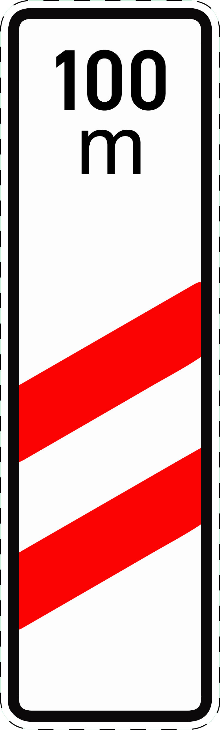1 Stück Verkehrszeichen "Zweistreifige Bake mit Entfernungsangabe (Aufstellung rechts)" 5-70 cm ES-Verk-159-11