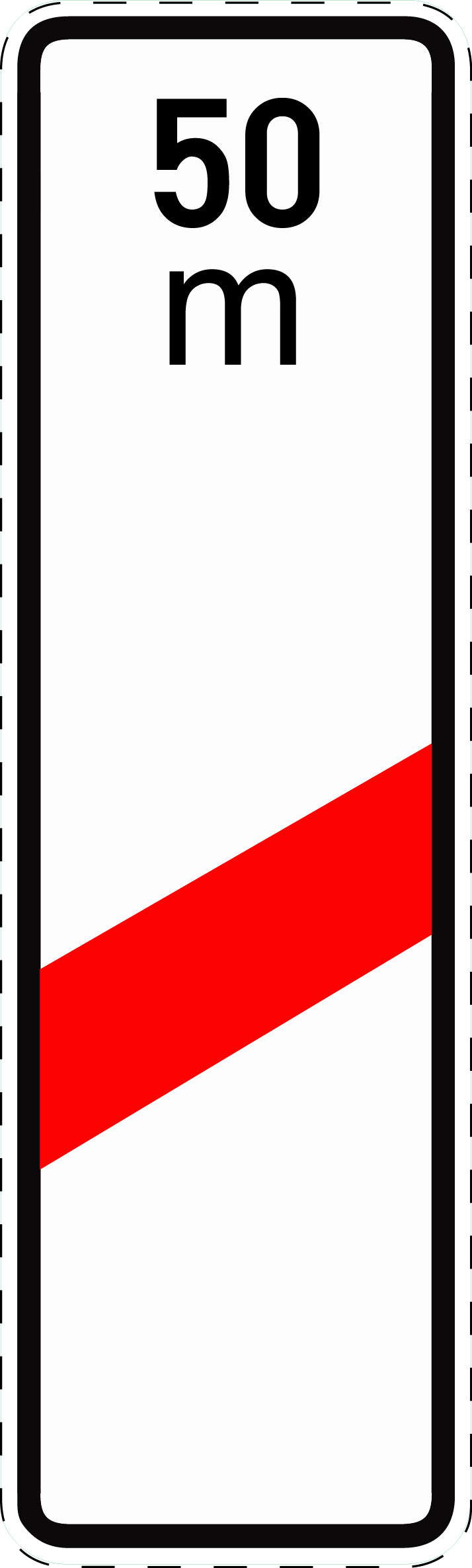 1 Stück Verkehrszeichen "Einstreifige Bake mit Entfernungsangabe (Aufstellung rechts)" 5-70 cm ES-Verk-162-11