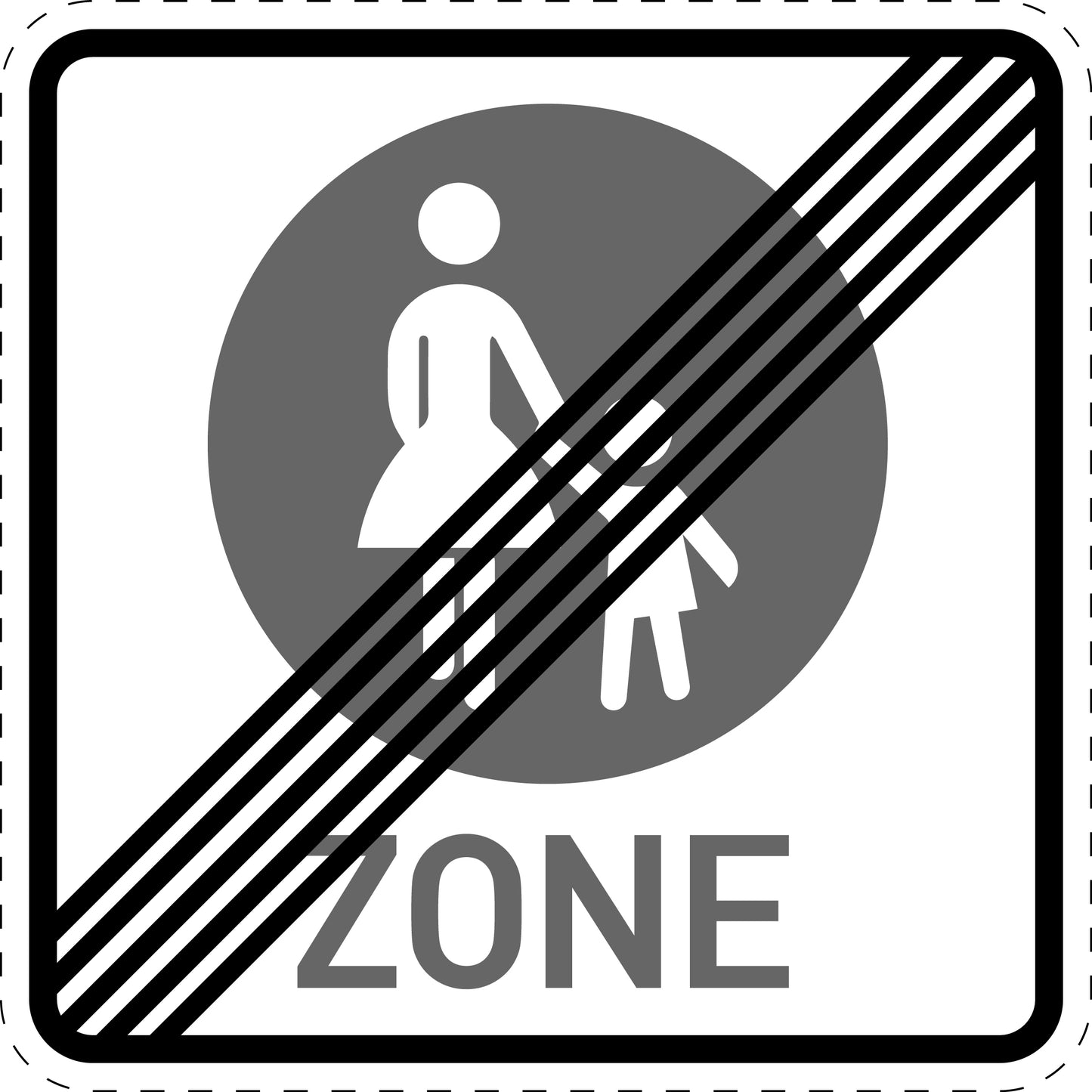 1 Stück Verkehrszeichen "Ende eines Fußgängerbereichs" 5-70 cm ES-Verk-243-50