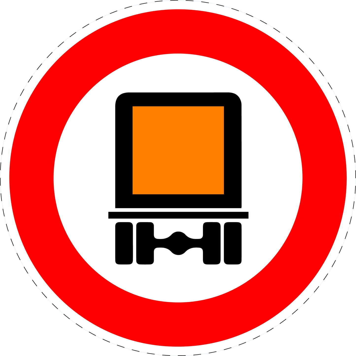 1 Stück Verkehrszeichen "Verbot für kennzeichnungspflichtige Kraftfahrzeuge mit gefährlichen Gütern" 5-70 cm ES-Verk-261
