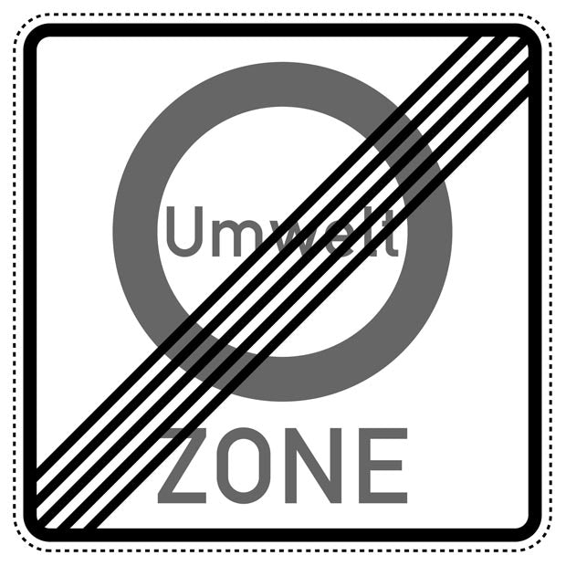 1 Stück Verkehrszeichen "Ende eines Verkehrsverbots zur Verminderung schädlicher Luftverunreinigungen in einer Zone" 5-70 cm ES-Verk-270.1