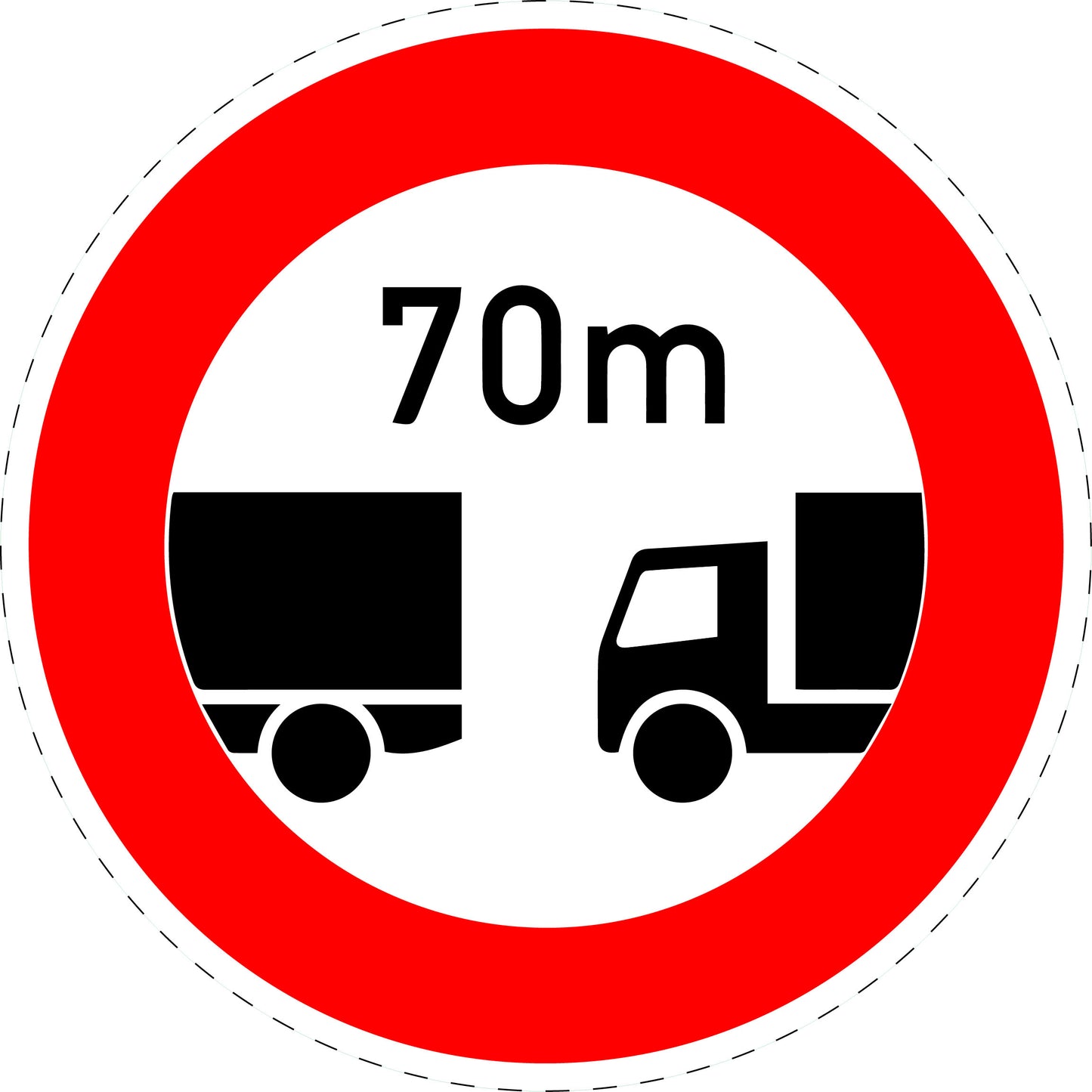 1 Stück Verkehrszeichen "Verbot des Unterschreitens des angegebenen Mindestabstandes" 5-70 cm ES-Verk-273