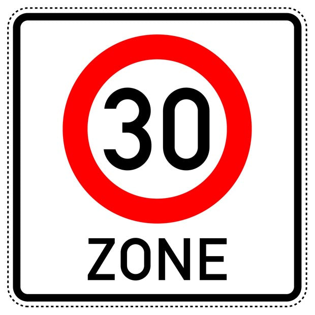 1 Stück Verkehrszeichen "Beginn einer Tempo 30-Zone" 5-70 cm ES-Verk-274-1-50