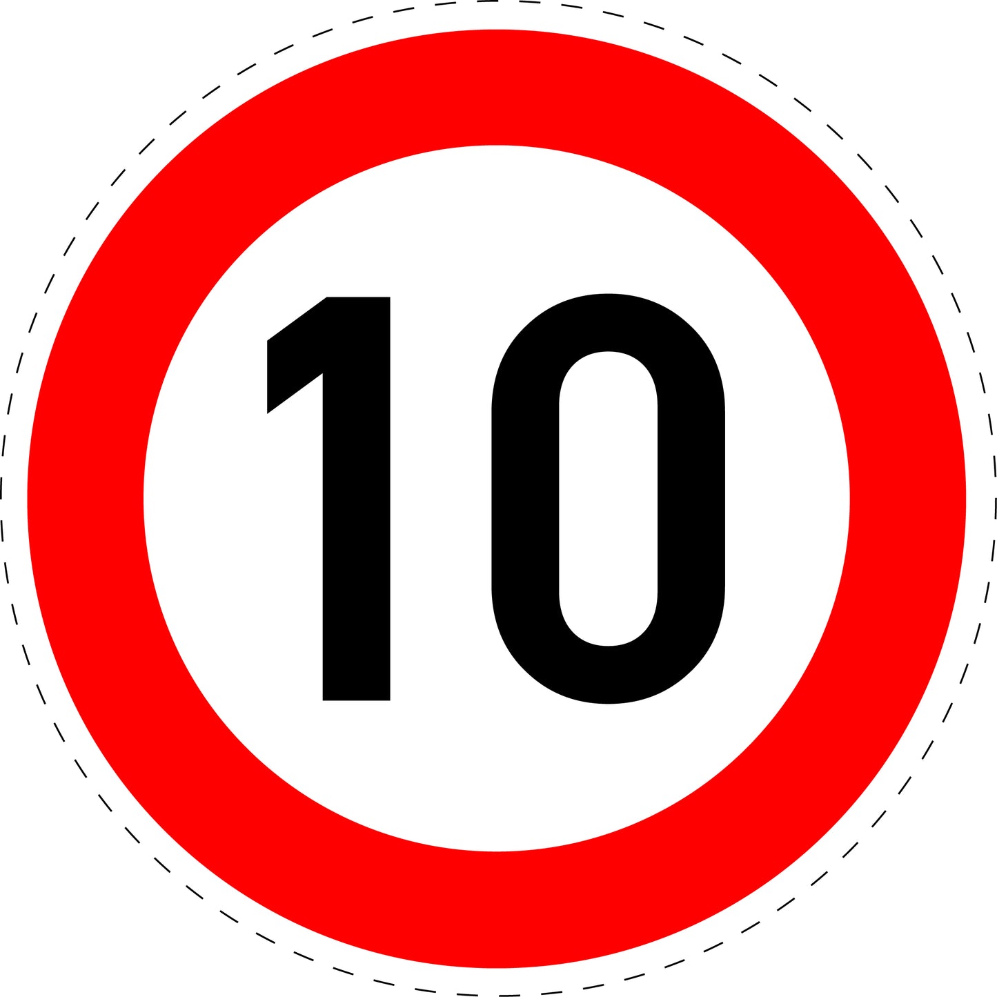 1 Stück Verkehrszeichen " zulässige Höchstgeschwindigkeit 10 km/h" 5-70 cm ES-Verk-274-51
