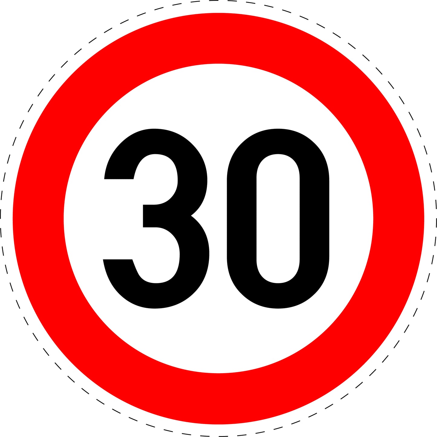 1 Stück Verkehrszeichen " zulässige Höchstgeschwindigkeit 30 km/h" 5-70 cm ES-Verk-274-53
