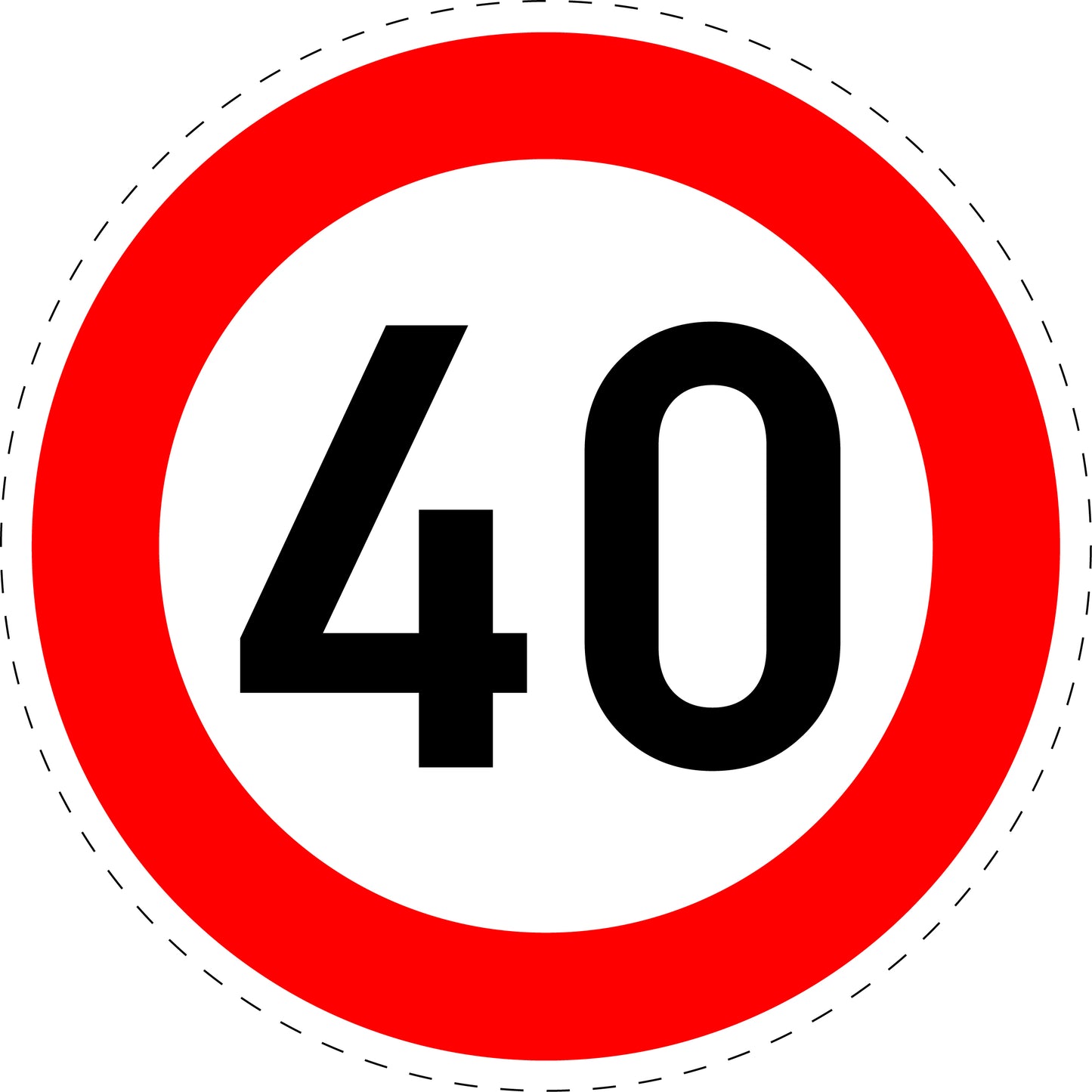 1 Stück Verkehrszeichen " zulässige Höchstgeschwindigkeit 40 km/h" 5-70 cm ES-Verk-274-54