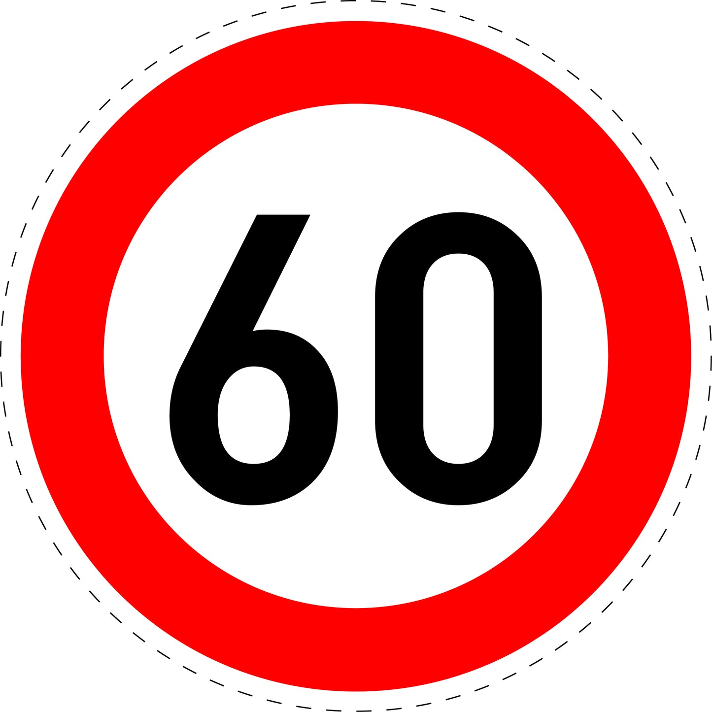 1 Stück Verkehrszeichen " zulässige Höchstgeschwindigkeit 60 km/h" 5-70 cm ES-Verk-274-56