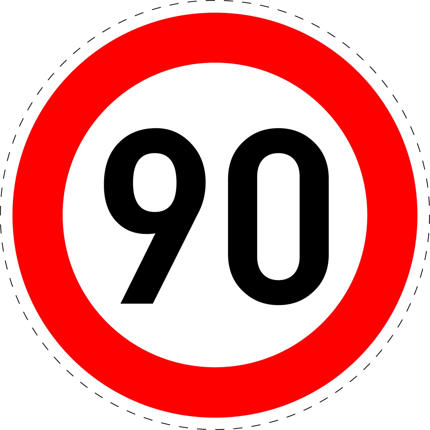 1 Stück Verkehrszeichen " zulässige Höchstgeschwindigkeit 90 km/h" 5-70 cm ES-Verk-274-59