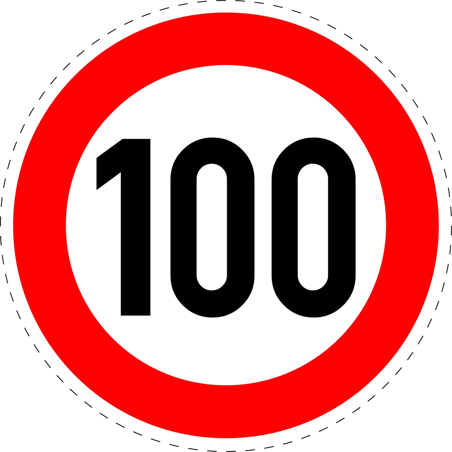 1 Stück Verkehrszeichen " zulässige Höchstgeschwindigkeit 100 km/h" 5-70 cm ES-Verk-274-60