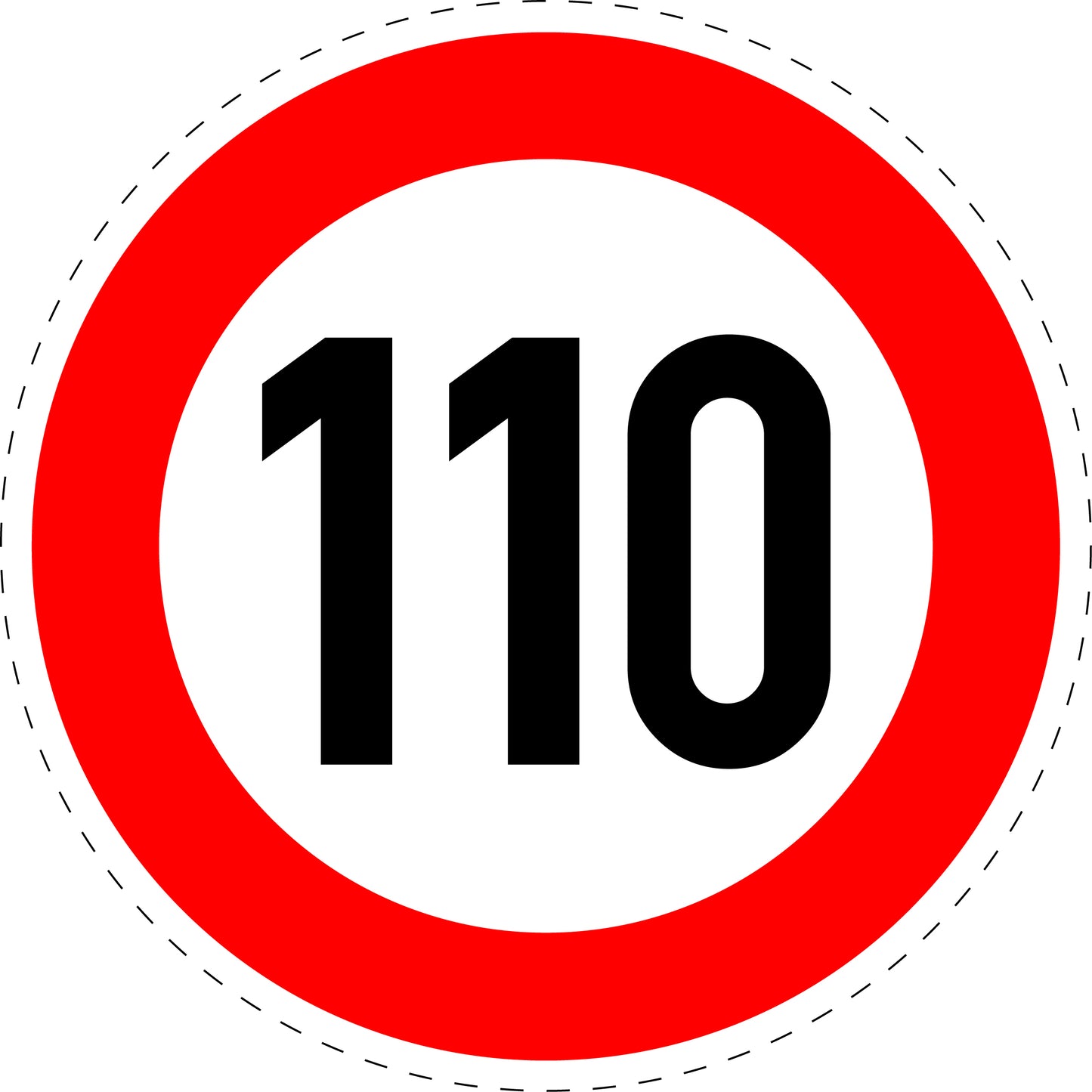 1 Stück Verkehrszeichen " zulässige Höchstgeschwindigkeit 110 km/h" 5-70 cm ES-Verk-274-61