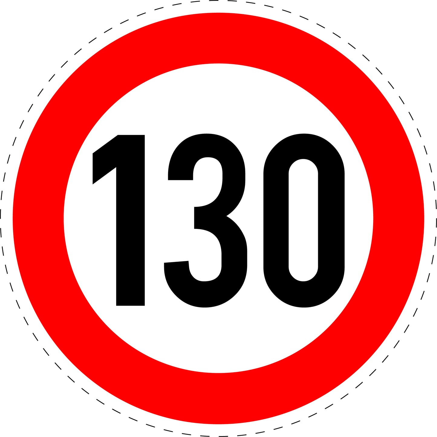 1 Stück Verkehrszeichen " zulässige Höchstgeschwindigkeit 130 km/h" 5-70 cm ES-Verk-274-63