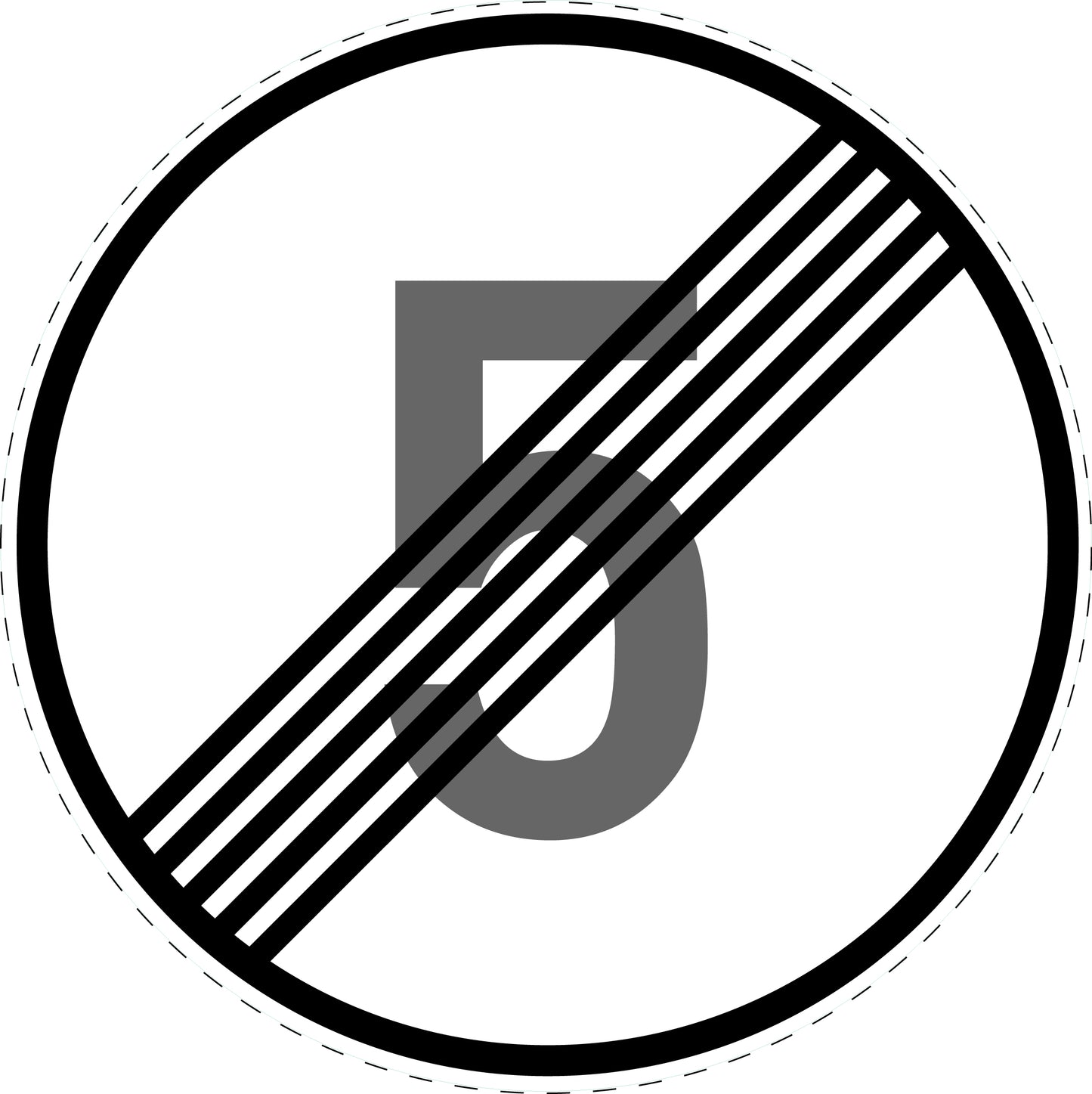 1 Stück Verkehrszeichen "Ende der zulässigen Höchstgeschwindigkeit 5 km/h " 5-70 cm ES-Verk-278-50