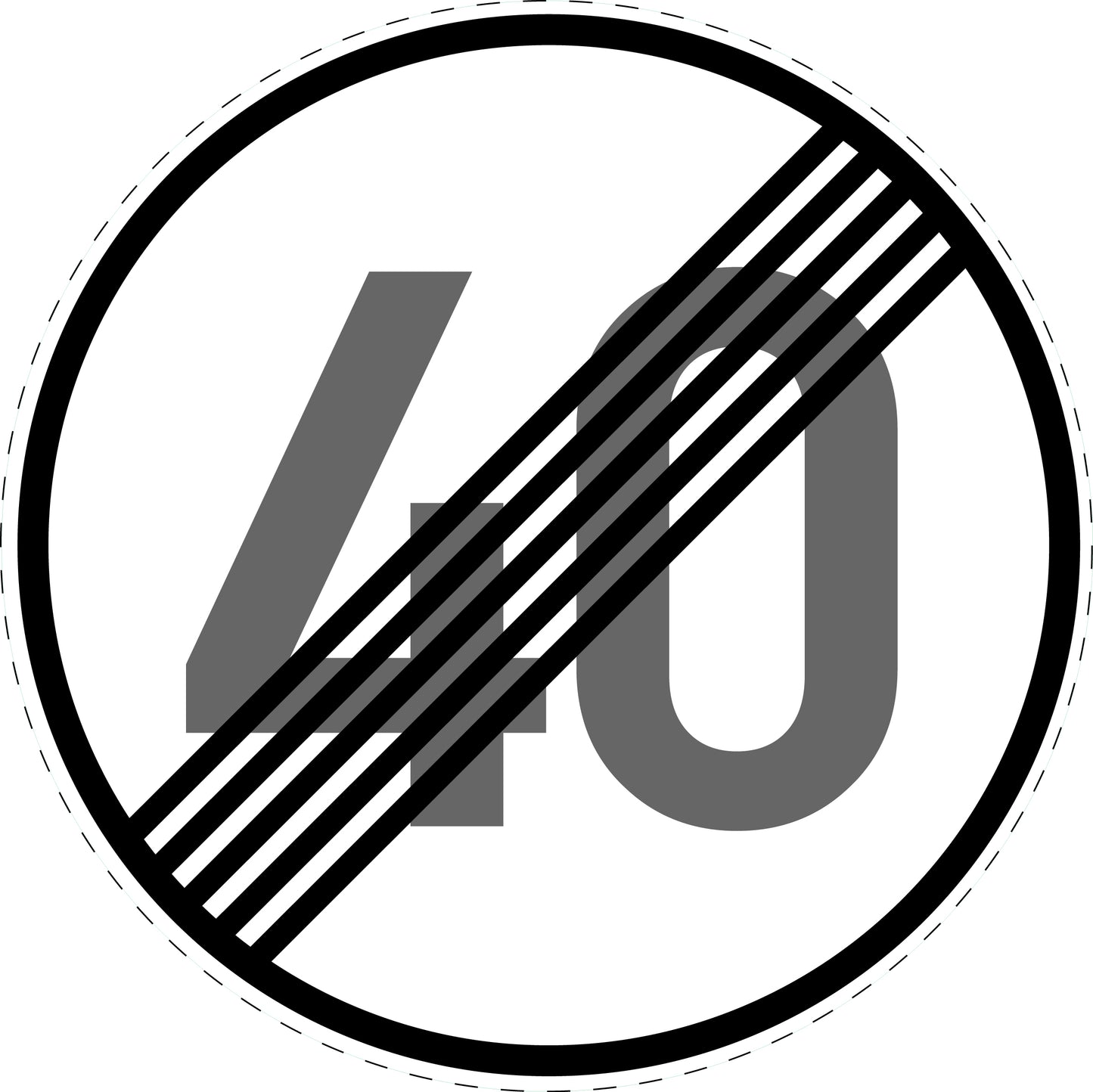 1 Stück Verkehrszeichen "Ende der zulässigen Höchstgeschwindigkeit 40 km/h " 5-70 cm ES-Verk-278-54