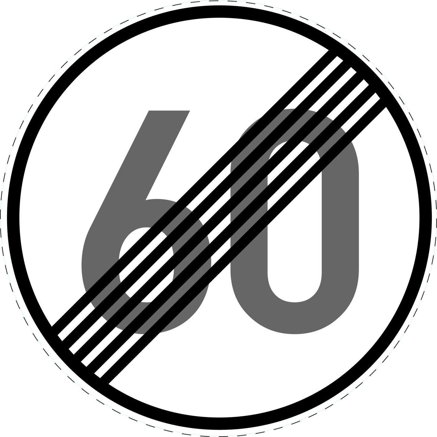 1 Stück Verkehrszeichen "Ende der zulässigen Höchstgeschwindigkeit 60 km/h " 5-70 cm ES-Verk-278-56