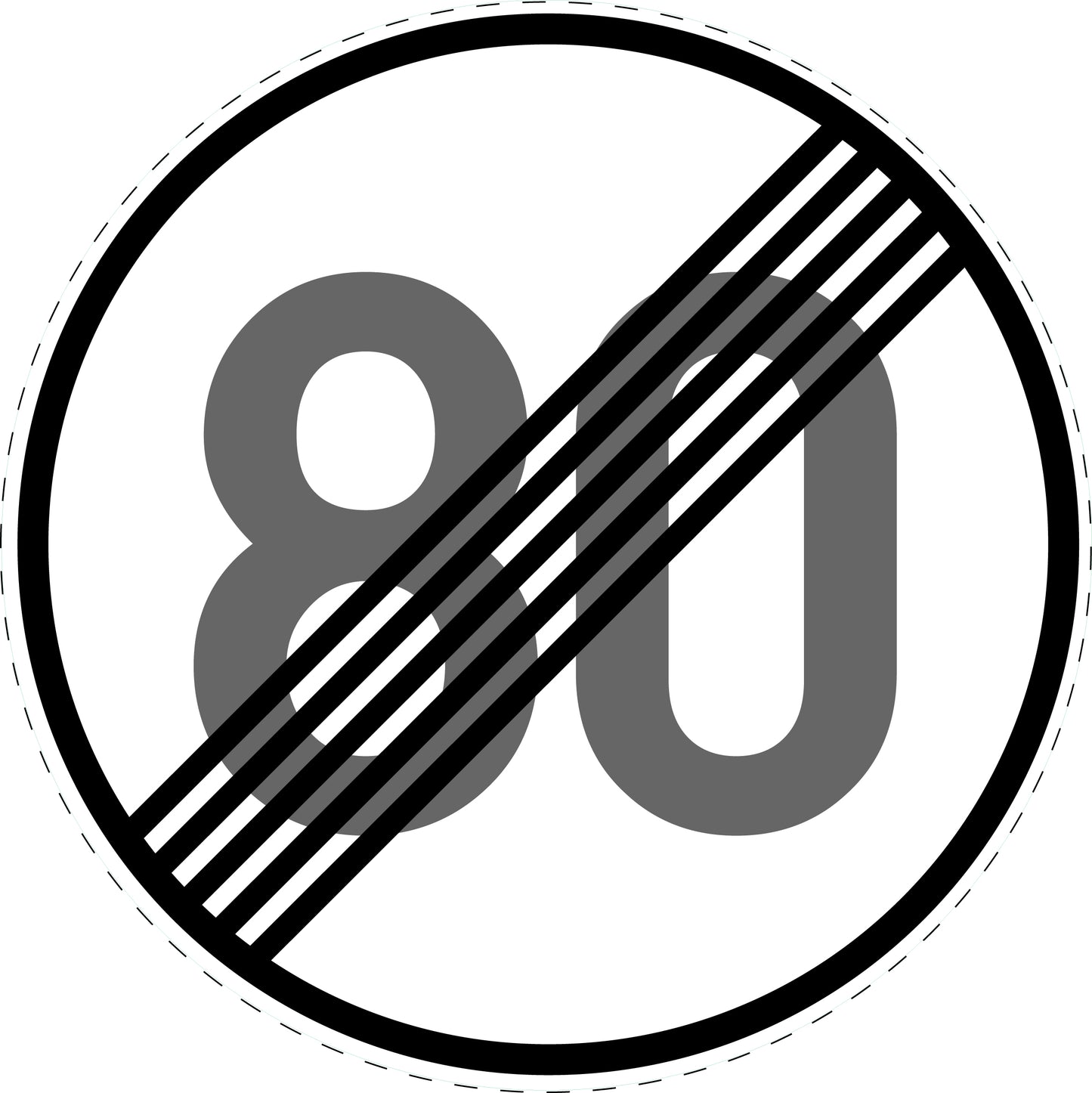 1 Stück Verkehrszeichen "Ende der zulässigen Höchstgeschwindigkeit 80 km/h " 5-70 cm ES-Verk-278-58