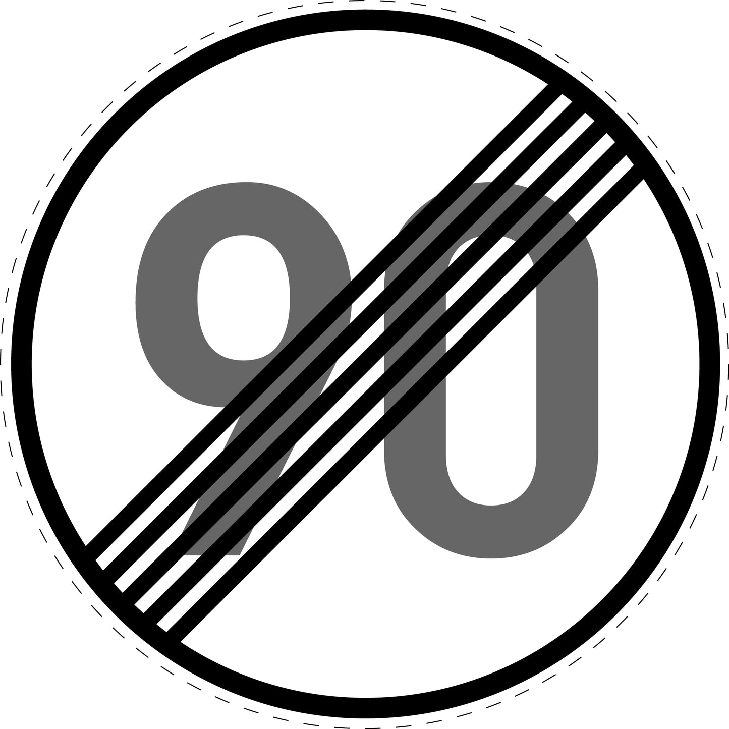 1 Stück Verkehrszeichen "Ende der zulässigen Höchstgeschwindigkeit 90 km/h " 5-70 cm ES-Verk-278-59