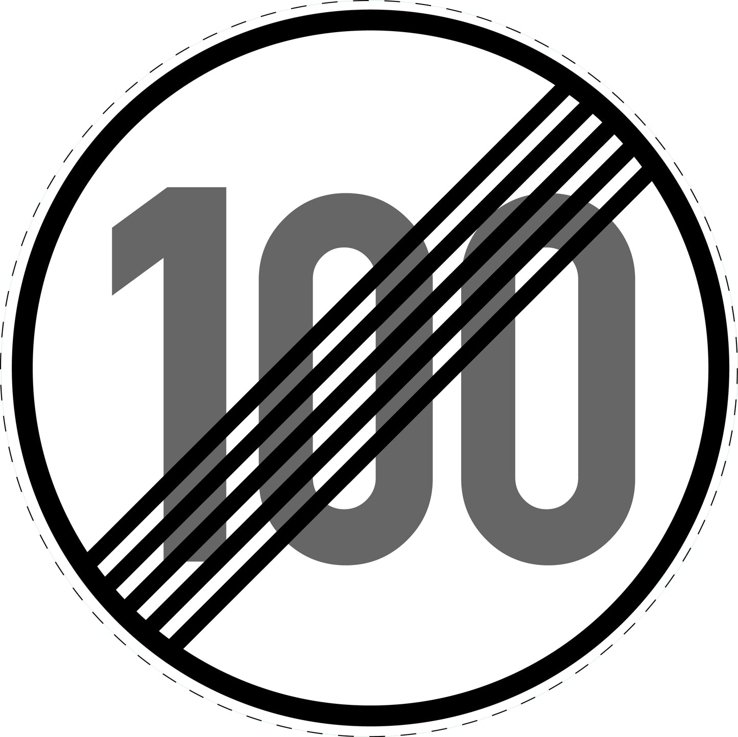 1 Stück Verkehrszeichen "Ende der zulässigen Höchstgeschwindigkeit 100 km/h " 5-70 cm ES-Verk-278-60