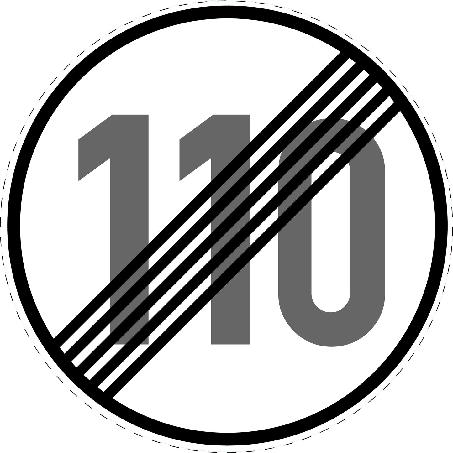 1 Stück Verkehrszeichen "Ende der zulässigen Höchstgeschwindigkeit 110 km/h " 5-70 cm ES-Verk-278-61