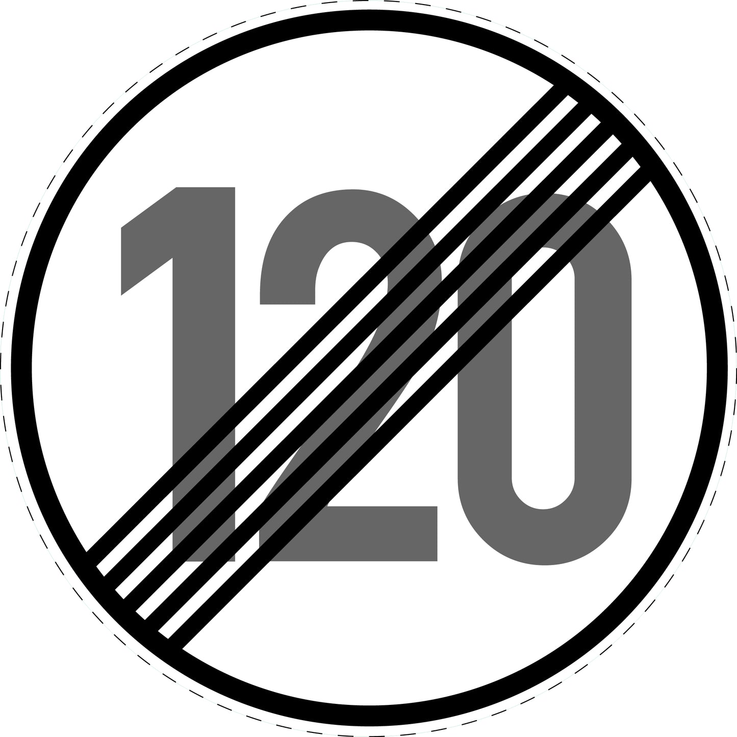 1 Stück Verkehrszeichen "Ende der zulässigen Höchstgeschwindigkeit 120 km/h " 5-70 cm ES-Verk-278-62