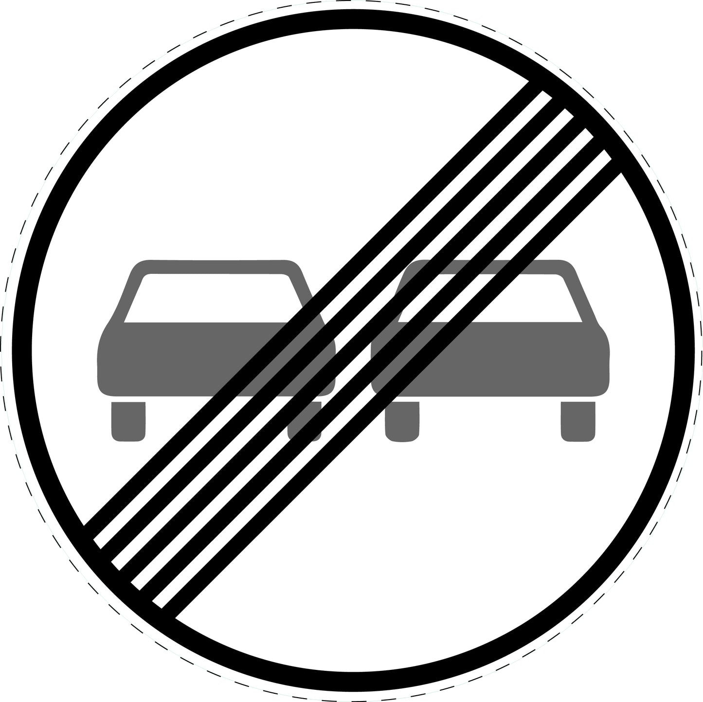 1 Stück Verkehrszeichen "Ende des Überholverbotes für Kraftfahrzeuge aller Art" 5-70 cm ES-Verk-280