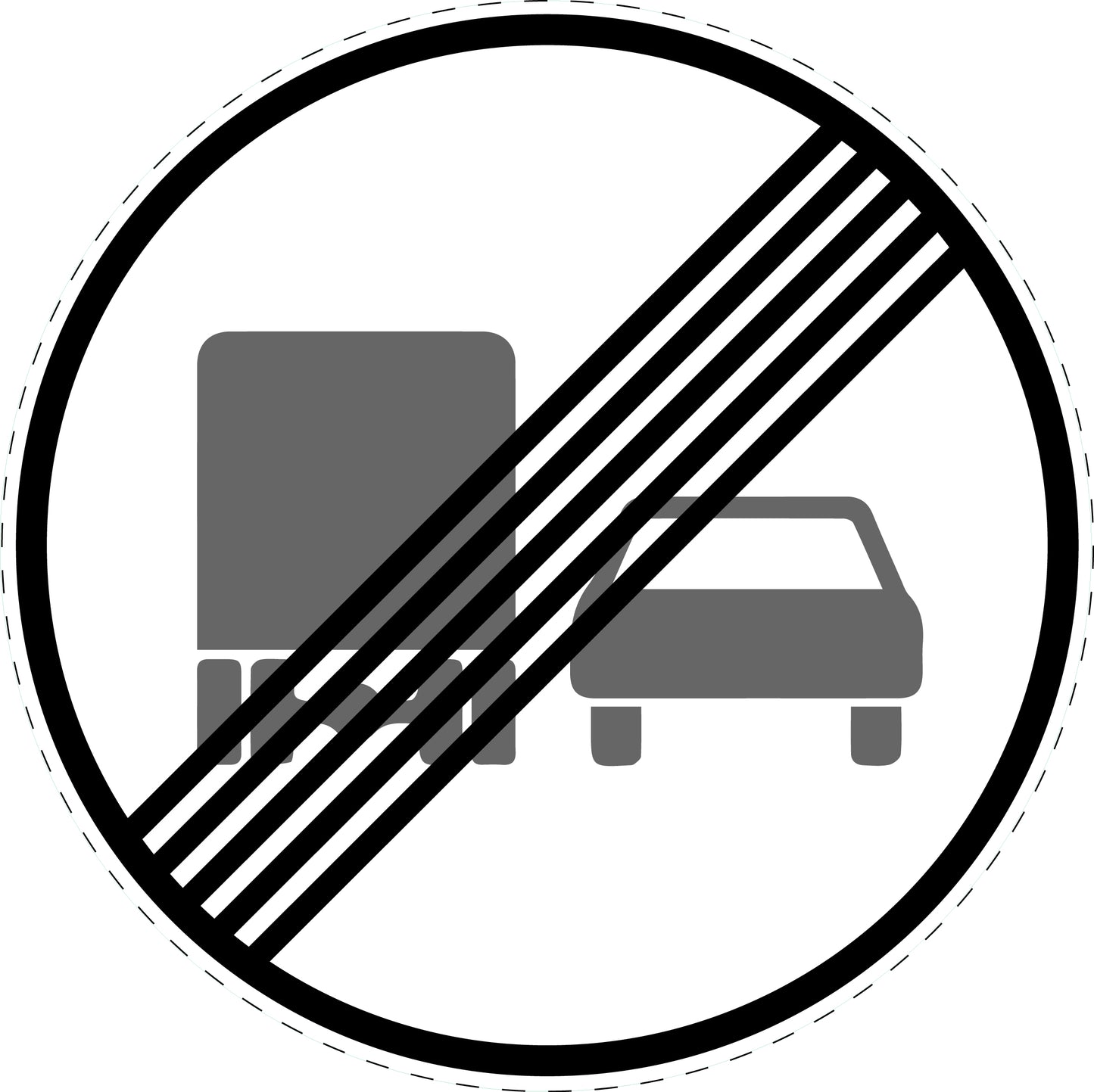 1 Stück Verkehrszeichen "Ende des Überholverbotes für Kraftfahrzeuge über 3,5 t" 5-70 cm ES-Verk-281