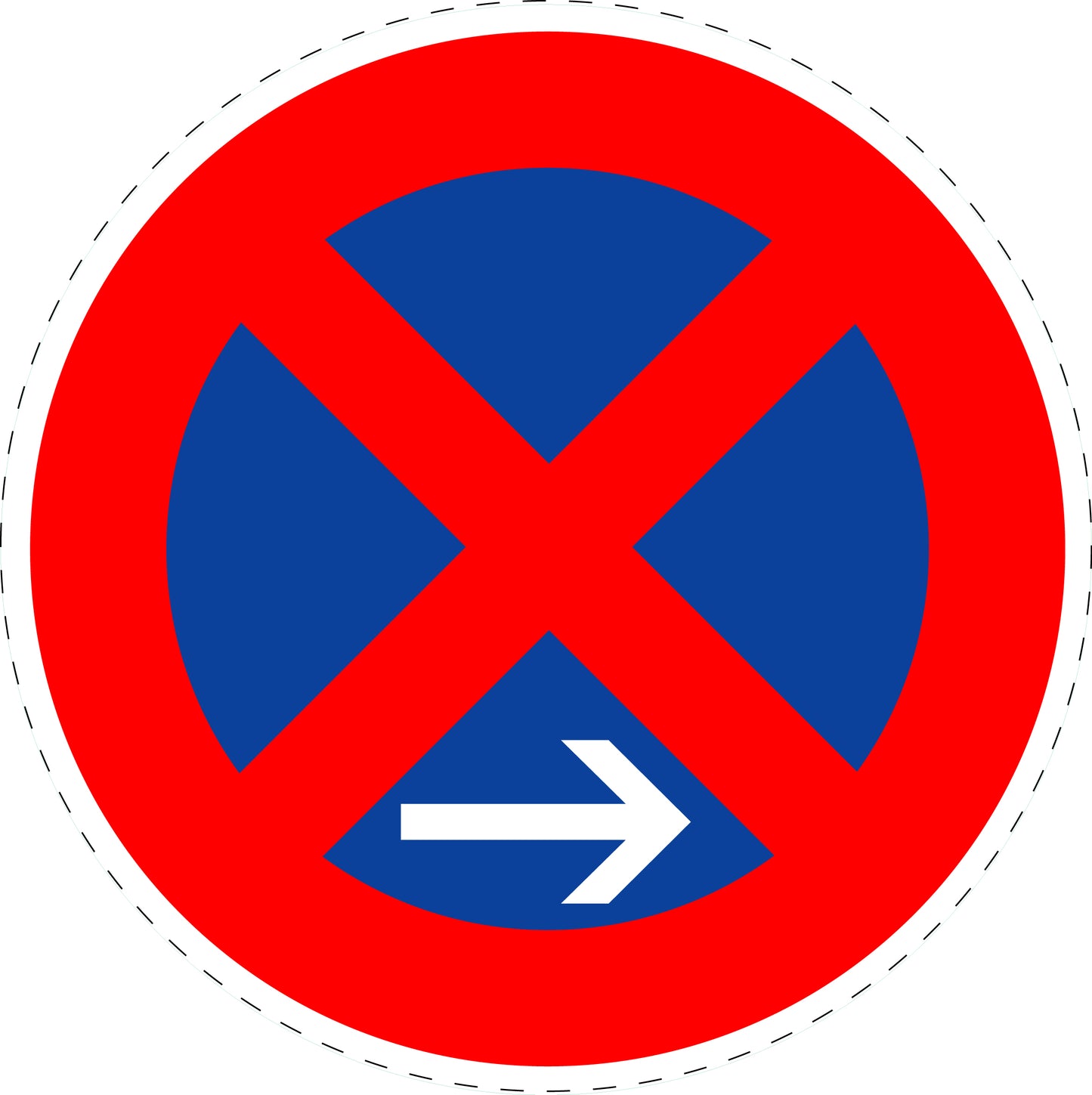 1 Stück Verkehrszeichen "eingeschränktes Haltverbot (Ende)" links 5-70 cm ES-Verk-283-20