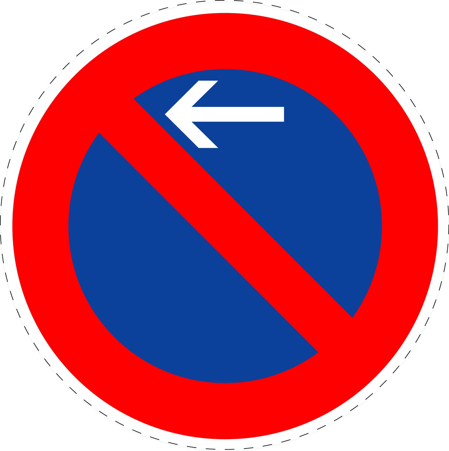 1 Stück Verkehrszeichen "eingeschränktes Haltverbot (Anfang)" links 5-70 cm ES-Verk-286-10