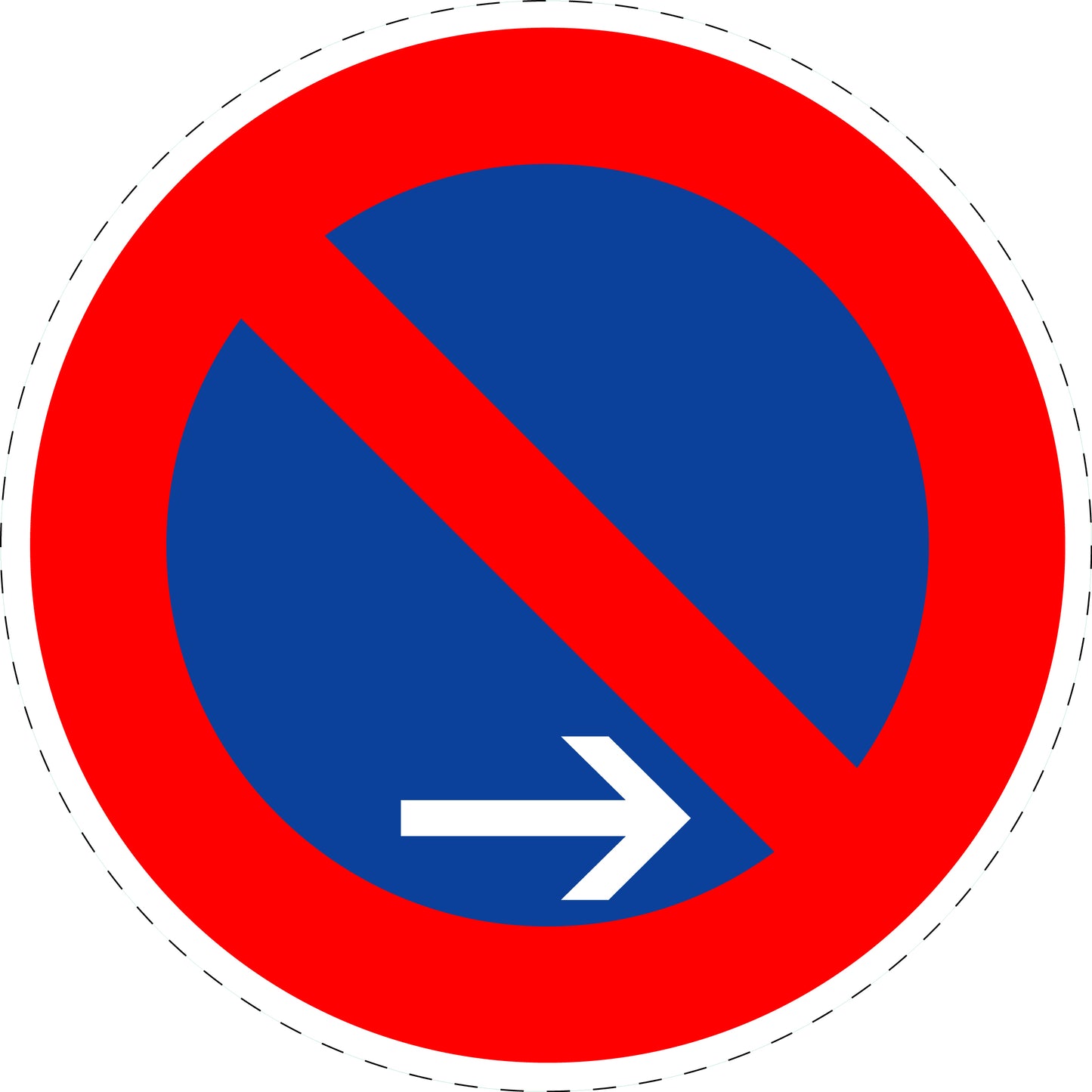 1 Stück Verkehrszeichen "eingeschränktes Haltverbot (Ende)" links 5-70 cm ES-Verk-286-20