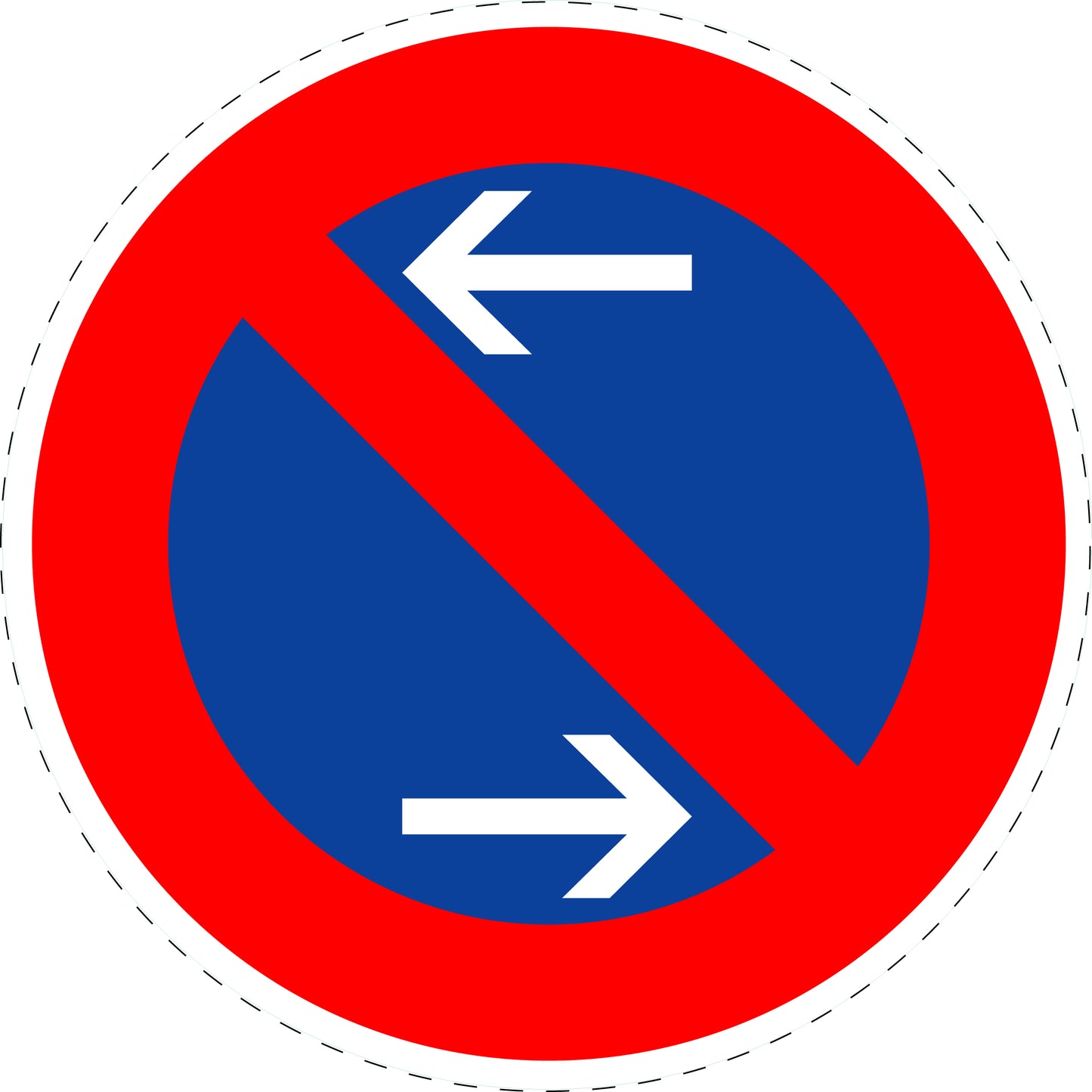 1 Stück Verkehrszeichen "eingeschränktes Haltverbot (Mitte)" links 5-70 cm ES-Verk-286-30