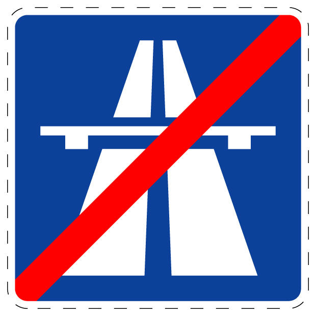 1 Stück Verkehrszeichen "Ende der Autobahn" 5-70 cm ES-Verk-334