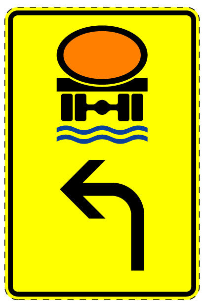 1 Stück Verkehrszeichen "Fahrzeuge mit wassergefährdender Ladung – linksweisend" 5-70 cm ES-Verk-442-13