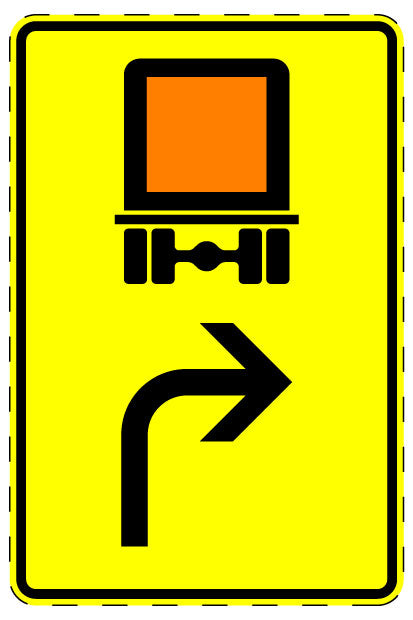 1 Stück Verkehrszeichen "Kennzeichnungspflichtige Fahrzeuge mit gefährlichen Gütern – rechtsweisend" 5-70 cm ES-Verk-442-22