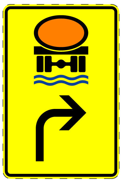 1 Stück Verkehrszeichen "Fahrzeuge mit wassergefährdender Ladung – rechtsweisend" 5-70 cm ES-Verk-442-23